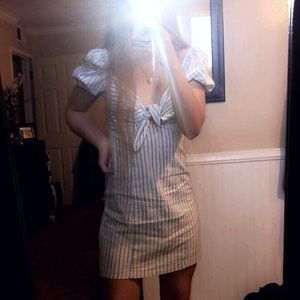 Stripped Puff Sleeve Dress